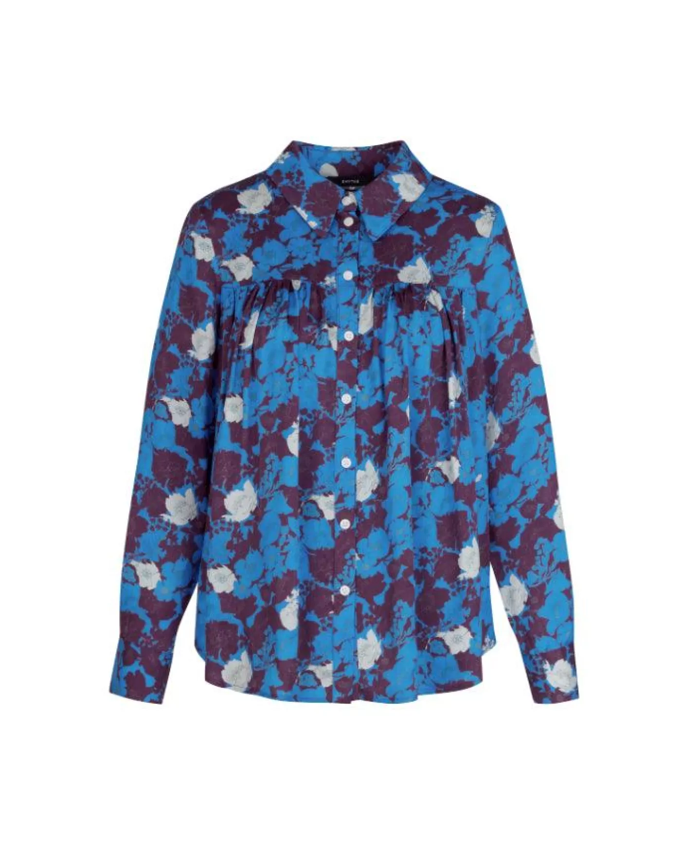 Smythe Lapis Floral Shirred Blouse BLUE Outlet