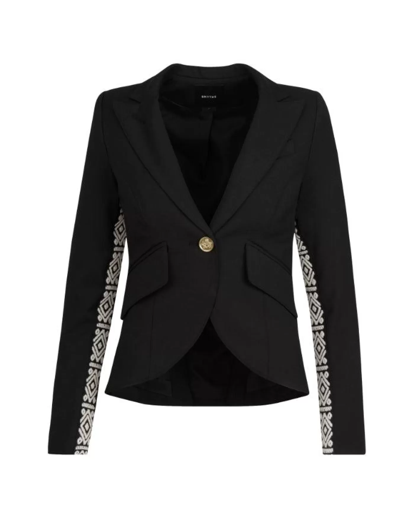 Smythe One Button Graphic Tuxedo Stripe Blazer BLACK/ECRU Hot