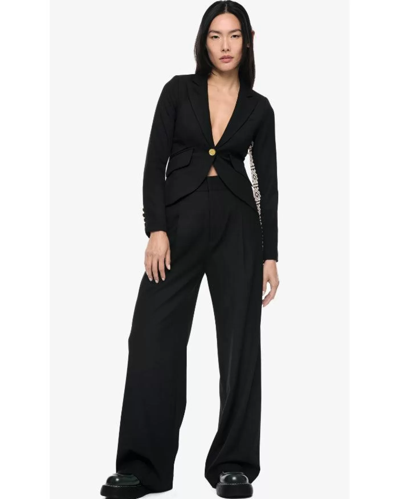 Smythe One Button Graphic Tuxedo Stripe Blazer BLACK/ECRU Hot