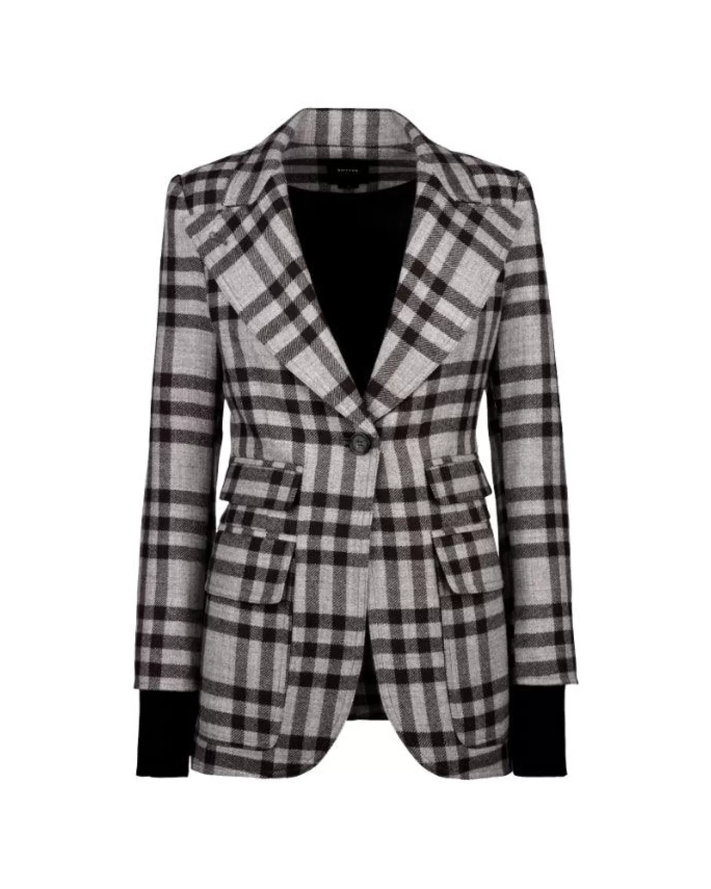 Smythe Rib Cuff Birkin Blazer GREIGEPLAIDW/BLACK Cheap