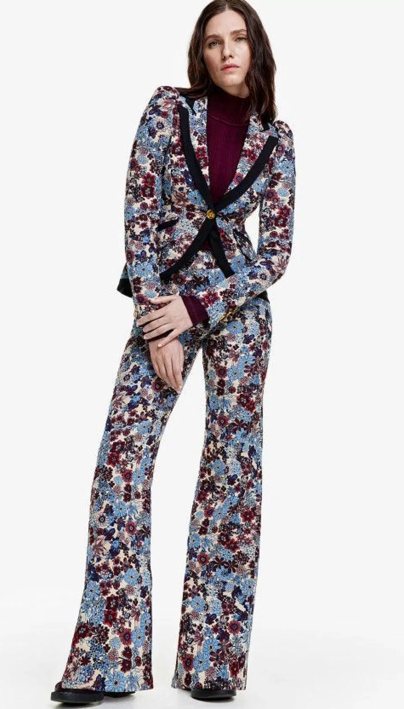 Smythe Taped Pouf Sleeve One Button Blazer PLUMFLORAL Online