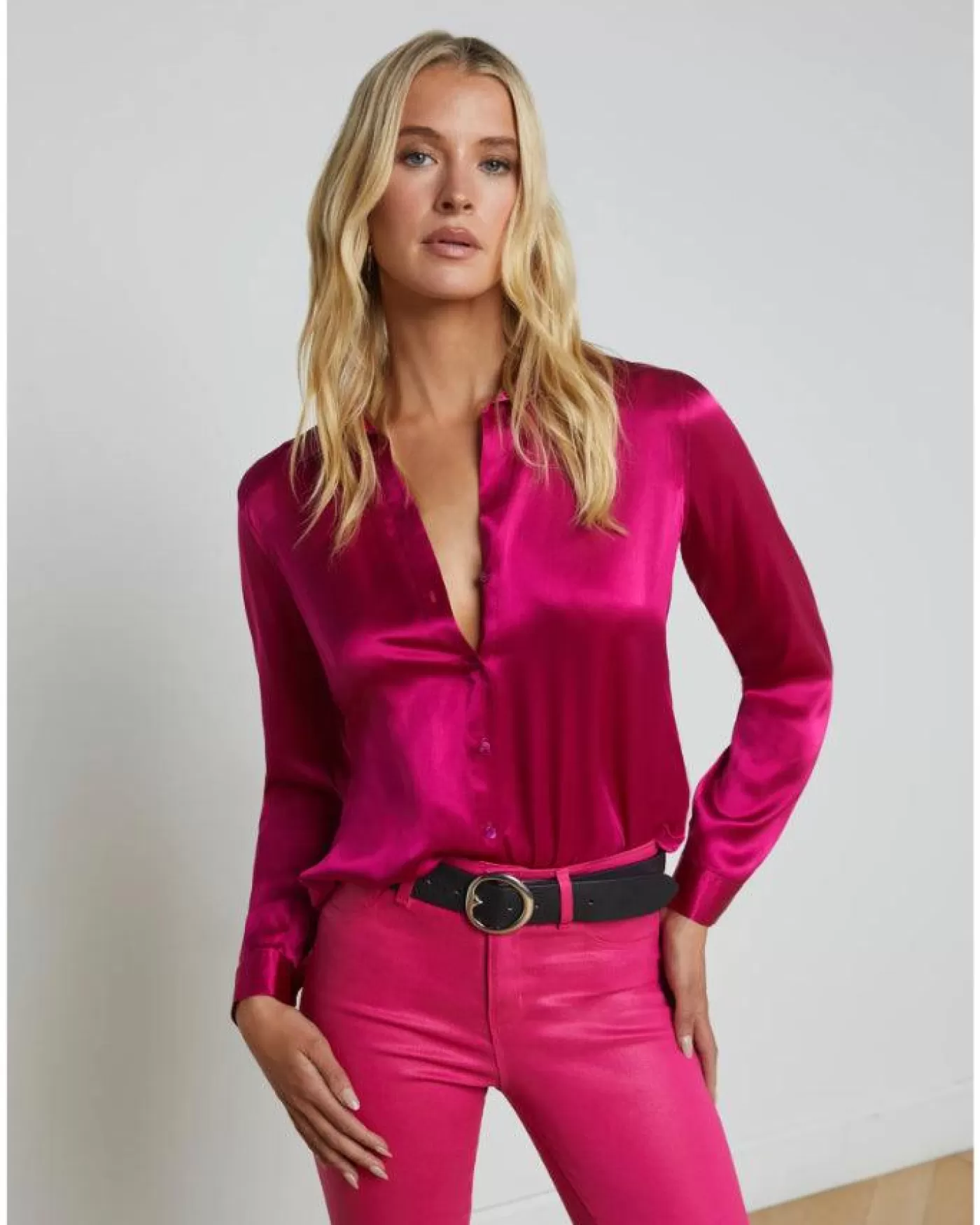 L'Agence Tyler Silk Blouse Ruby New