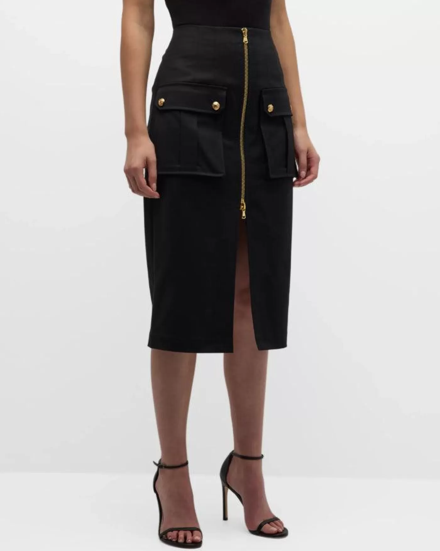 Veronica Beard Dallas Zip Front Pencil Skirt Black Cheap