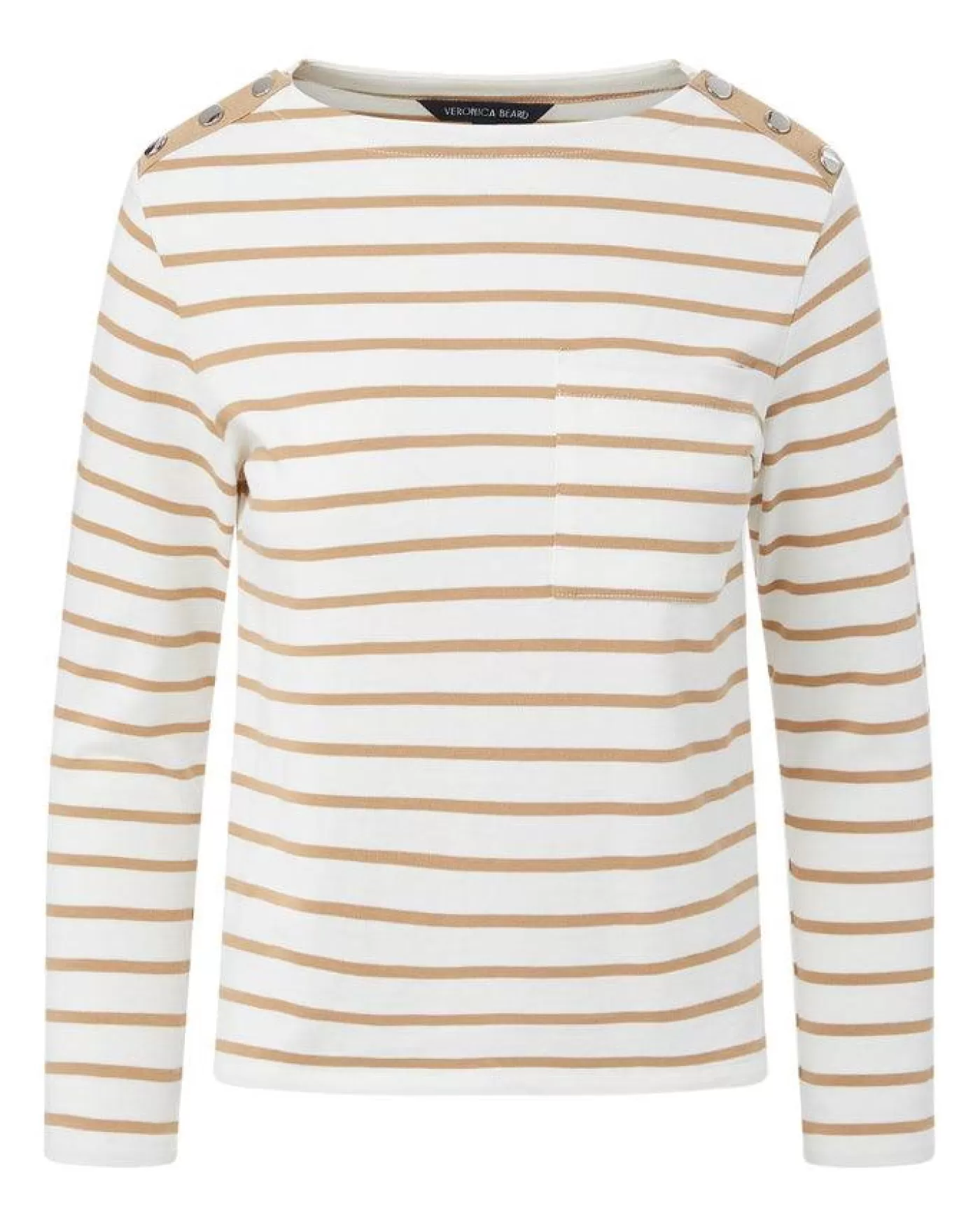 Veronica Beard Hovey Stripe Top OFFWHITE/KHAKI Online