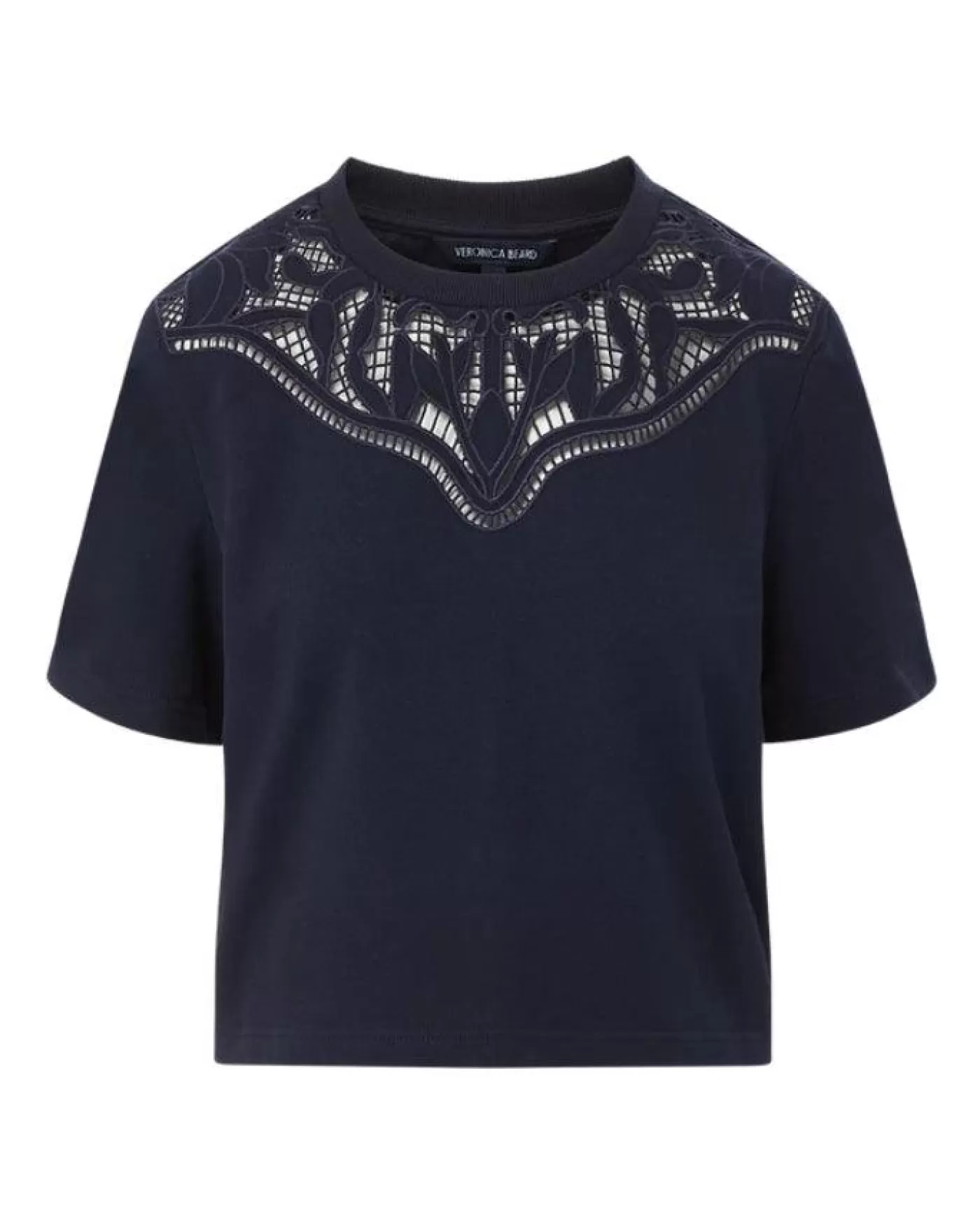 Veronica Beard Monty Embroidered Tee NAVY Outlet