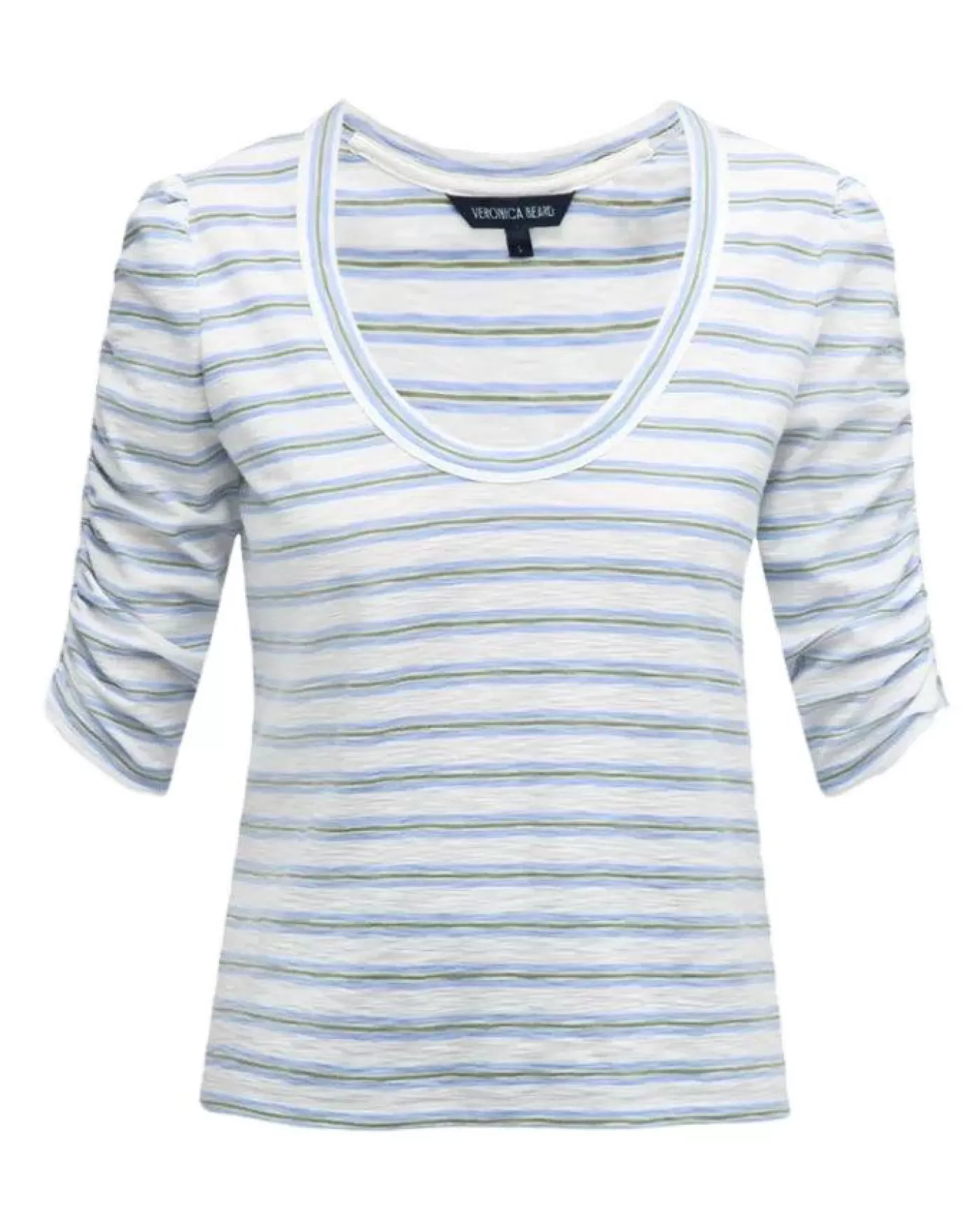 Veronica Beard Netto Contrast Stripe Tee WHITE/SAGE/FADEDYELLOW/HYDRANGEASTRIPE Store