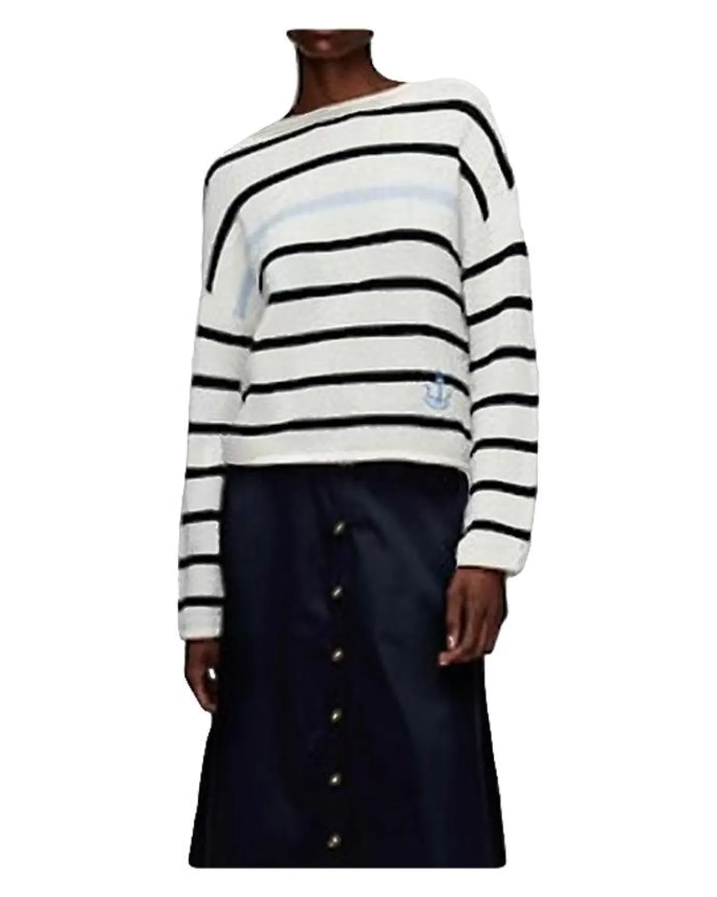 Veronica Beard Rori Stripe Sweater OFFWHITE/BLACK Hot